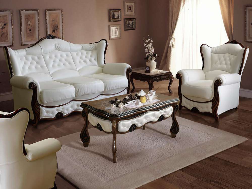 Набор мягкой мебели из кожи Патриция (трехместный диван-кровать + 2 кресла)