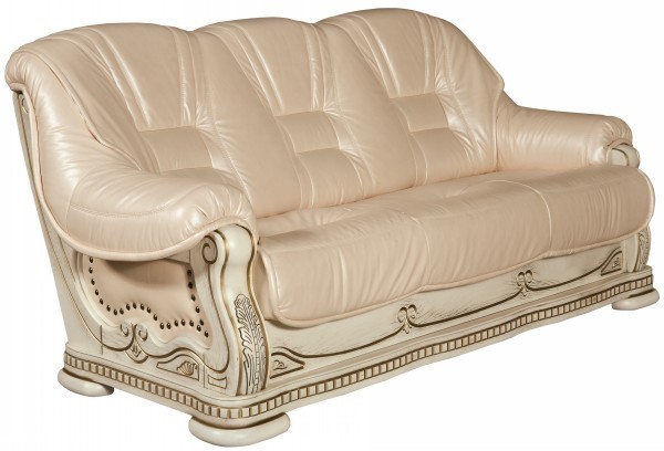 Трехместный диван-кровать из кожи Консул-23 Сл.Кость
