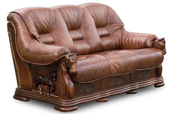 Трехместный диван-кровать из кожи Фаворит