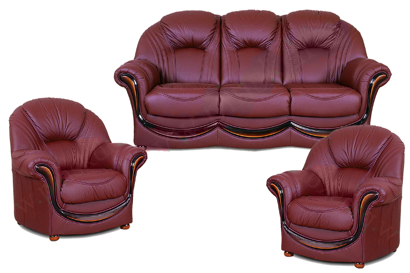 Набор мягкой мебели из кожи Дельта (трехместный диван-кровать + 2 кресла)