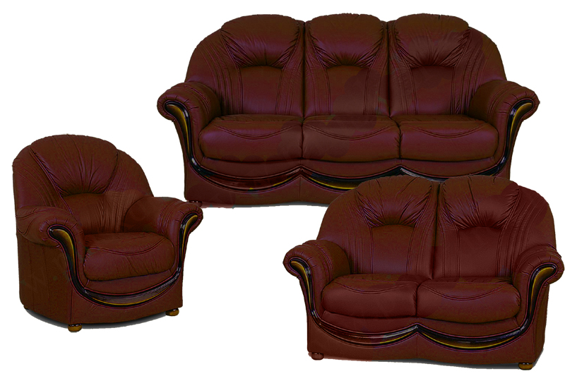 Набор мягкой мебели из кожи Дельта (трехместный диван-кровать+двухместный диван+кресло)
