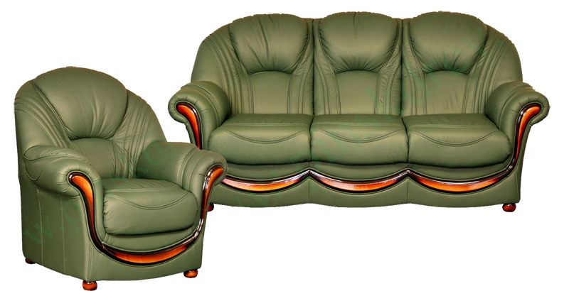 Набор мягкой мебели из кожи Дельта (трехместный диван-кровать + 1 кресло)