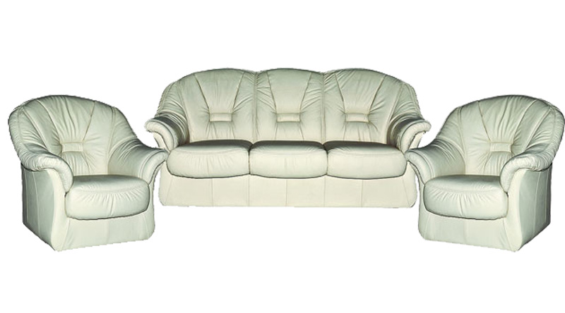 Набор мягкой мебели из кожи Омега (трехместный диван-кровать + 2 кресла)