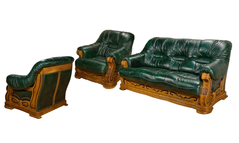 Набор мягкой мебели из кожи Консул-21 (трехместный диван-кровать+двухместный диван-кровать+ кресло)